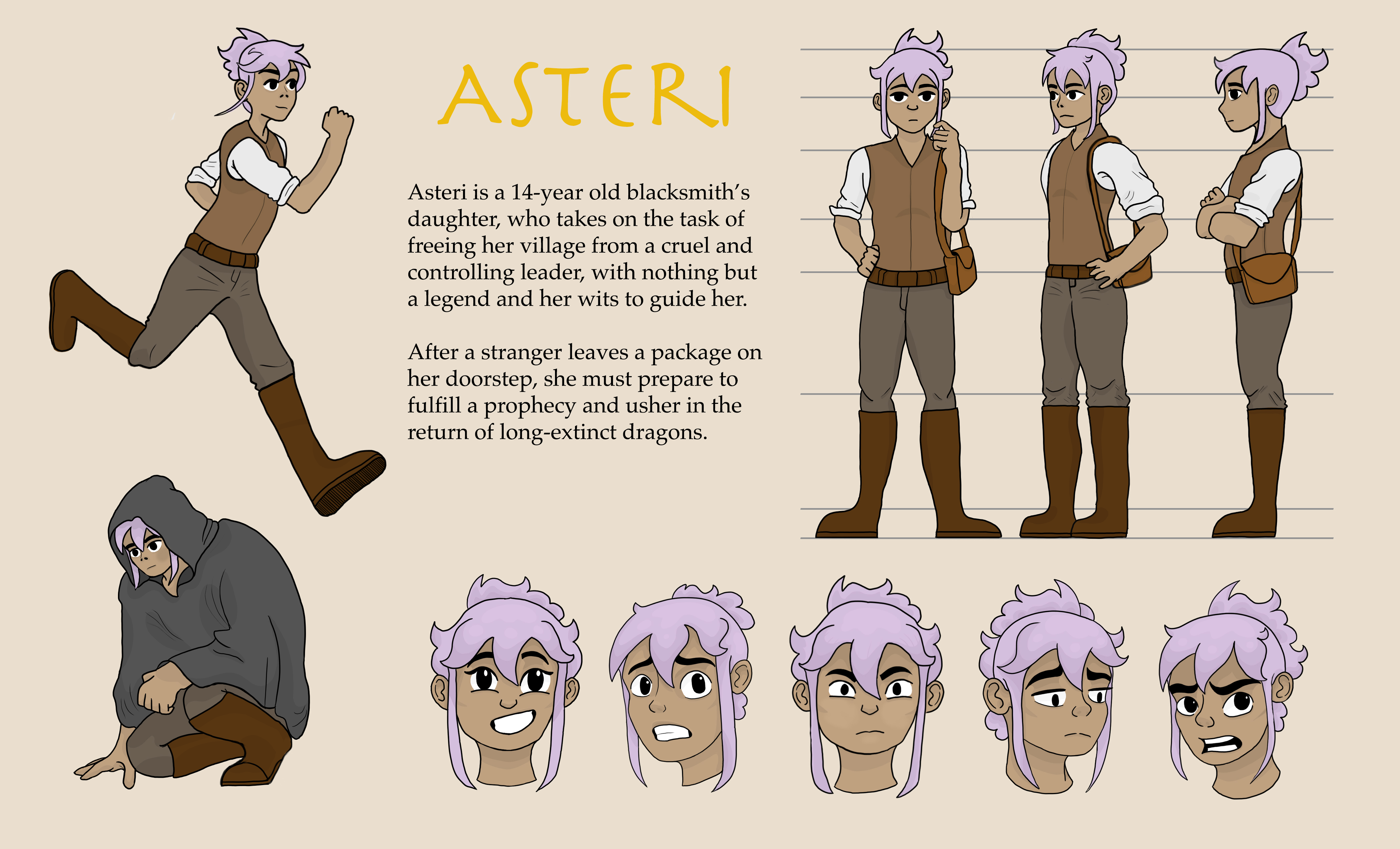 Asteri (Star of the Sea) Character Sheet - Digital Illustration