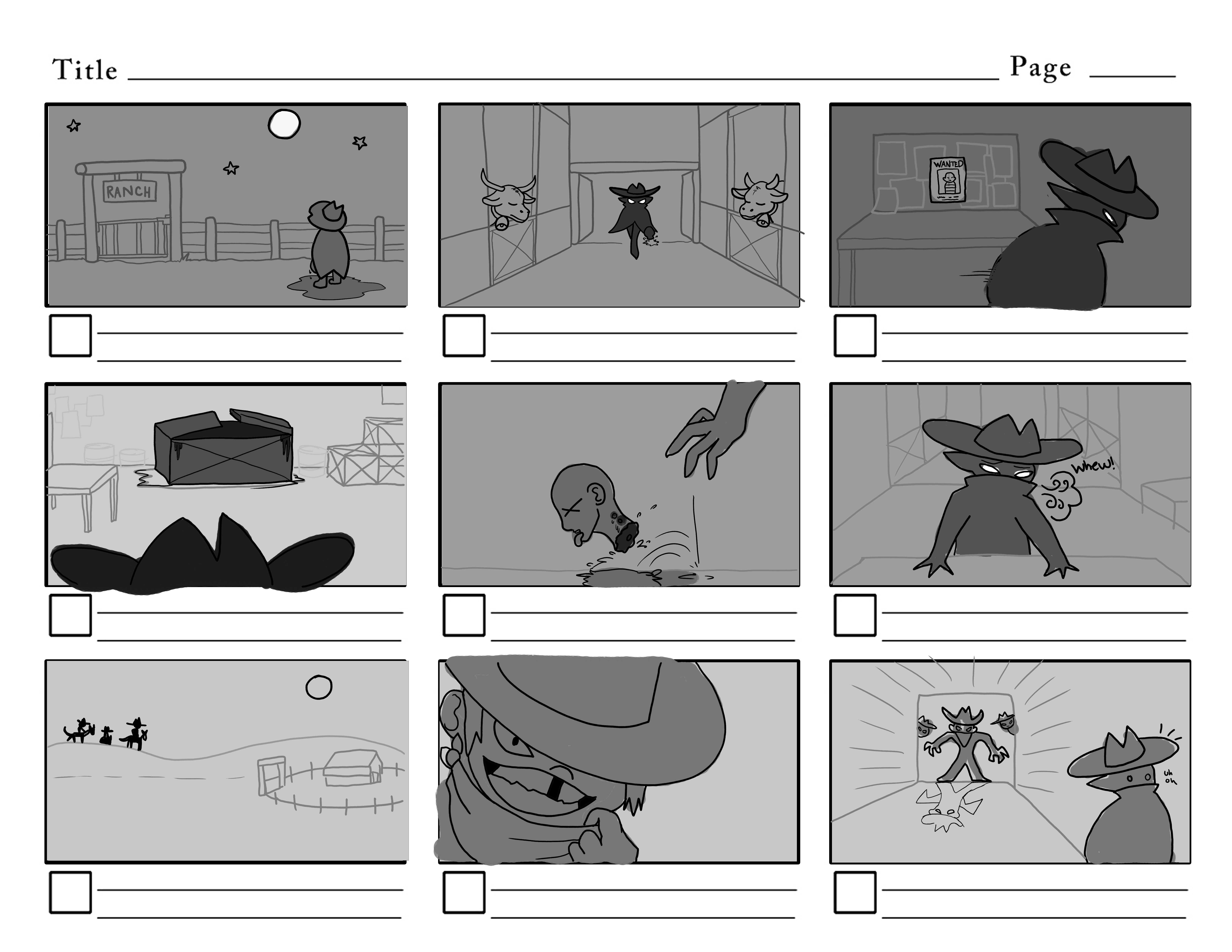 Vampire Cowboy - Script & Storyboard Final (Page 1) - Storyboard
